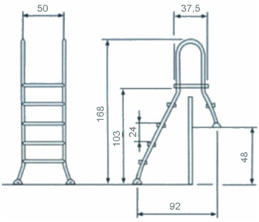bazénové schody z nereze 100cm 3+1